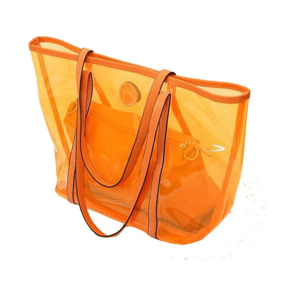 کیسه های زنانه شفاف کیف های دستی PVC، نارنجی / قرمز / آبی